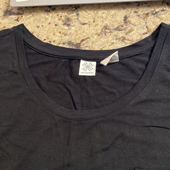 Artisan NY Womans Black Cap Sleeve Top - Picture 3 of 4